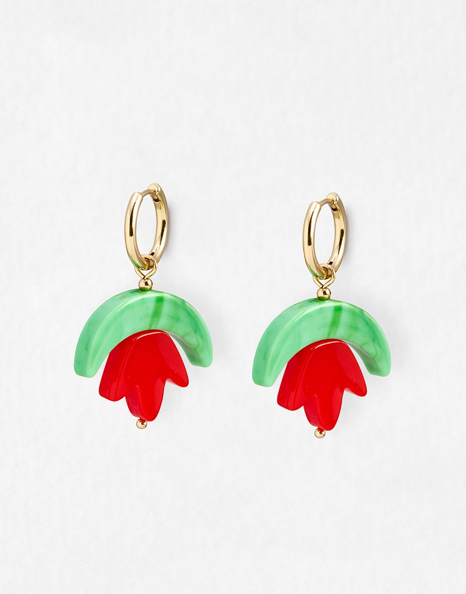 Tessa Red Resin Flower Drop Earrings